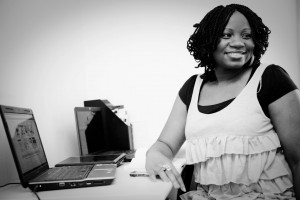Tolulope Popoola at her desk